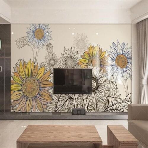 3d wallpaper texture modern home improvement 3 d wall murals for living room indoors photo painting wallpapers sun flowers