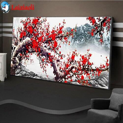 Plum Blossom 5d diy Diamond Painting Diamond Mosaic Snow landscape Flower Ink painting Embroidery Cross Stitch big size Decor