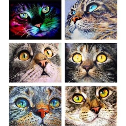 New 5D DIY Diamond Painting Animal Cat Picture Full Drill Embroidery Mosaic Cross Stitch Kit Home Decoration Holiday Gift