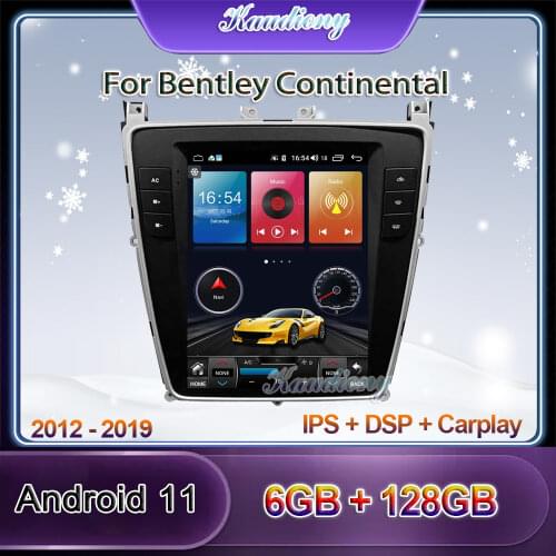 Kaudiony 10.4" Tesla Style Android 10.0 Car Radio For Bentley Continental Car DVD Player Auto GPS Navigation Stereo 4G 2012-2019