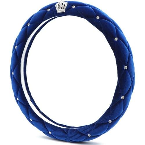 Soft Warm Plush Steering Wheel Cover Luxury non-slip Diamond Velvet Crystal Crown Steering Cover Car Styling Decor Accessories