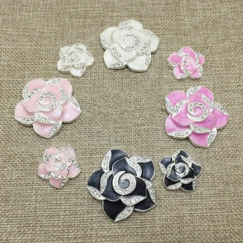 Flower Enamel Rhinestone Button Flatback Crystal Flower Embellishments for hair accessories