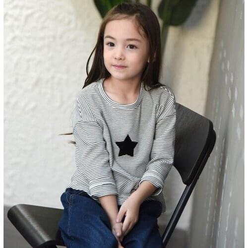 2019 Spring Autumn Children Boys Clothing Long Sleeve Kids Striped Basic T Shirts Loose Casual Girls Tops Tee BC667