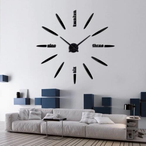 Hot 2019 large 3D diy wall clock home decor living room watch horloge Quartz Needle clocks brief mirror watch
