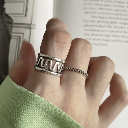 Vintage Delicate 925 Sterling Silver Women Antique Wedding Rings , Gorgeous Retro Serpentine Open Creative Snake Wavy Ring S925