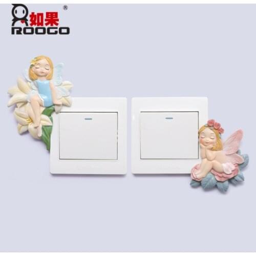 Creative Cartoon Mermaid Flower Fairy Switch Stickers Living Room Bedroom Wall Decoration Three-dimensional Switch Stickers