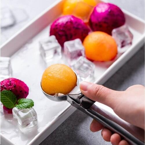 Stainless Steel Ice Cream Scoop with Easy Trigger Multifunctional DIY Fruit Spoon for Home Kitchen LC