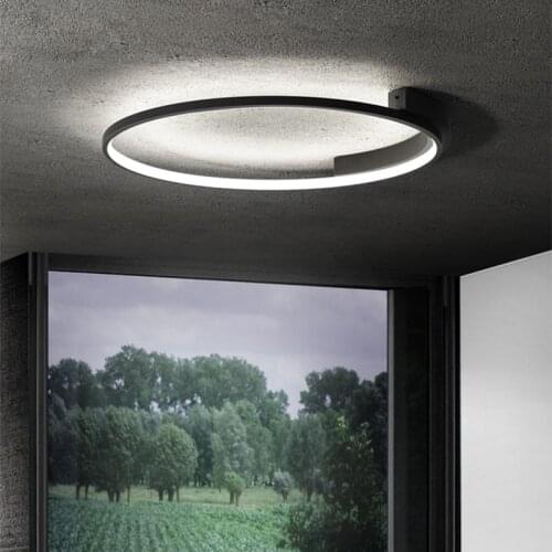 Minimalist Bedroom Led Ceiling Lamp Modern Creativity Black Round Chandelier Indoor Art Decoration for Living Room Study Fixture