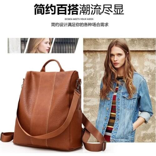 Multi-Use Adjustable Girls Ladies Rucksack Fashion Lady Women Pu Leather Backpack Large Capacity Travel Shoulder Bag
