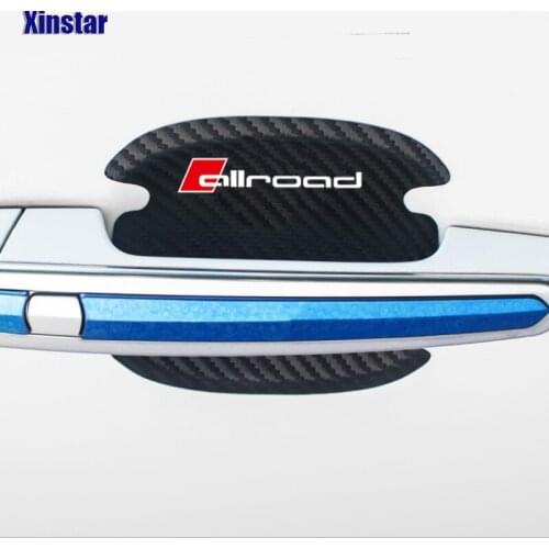 4pcs Carbon Fiber Car Door Handle Sticker For Audi Allroad A4 A6