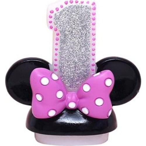 2019 New Handmade Girl Baby Kid Child Birthday Anniversary Candle Birthday Figure Number Candle Pink Bowknot Minnie Candle