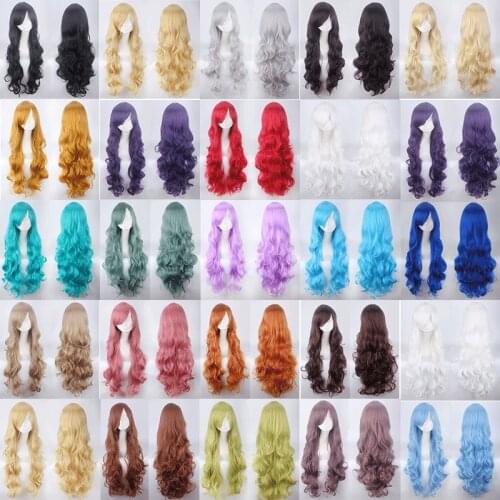 Halloween Anime Fancy Wig Multicolor 80cm Long Natural Curly Wig High Quality Thick Air Coil Universal Wig