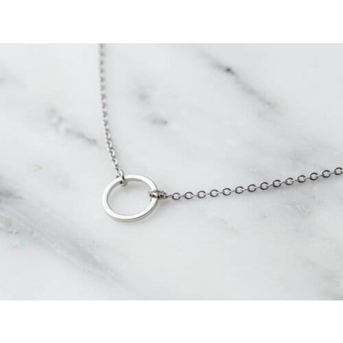Simple Dainty Hollow Outline Open Circle Eternity Karma Circle Round Pendant Necklaces Gold Color Minimalist Geometric Jewelry
