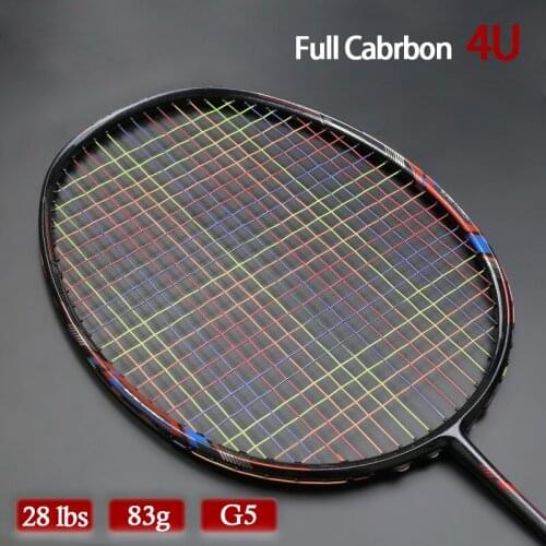 Sparkling Light Weight 4U 83g Carbon Fiber Badminton Rackets Professional Offensive G5 Colorful Strings Racquet Bag Speed Sport