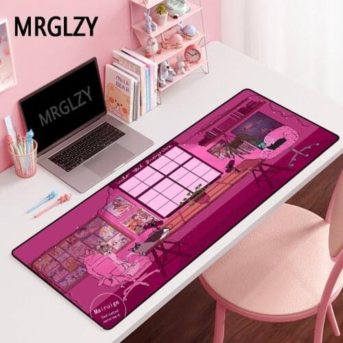 MRGLZY Pink Girl Bedroom Mouse Pad Gamer Desk Mat Large M L XL XXL Computer Gaming Peripheral Accessories MousePadMat for Csgo