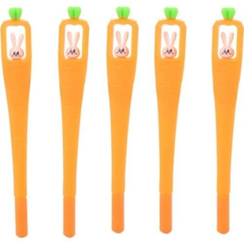 5PCS Cartoon rabbit carrot neutral pen creative student pen lovely learning stationery office supplies water-based signature pen