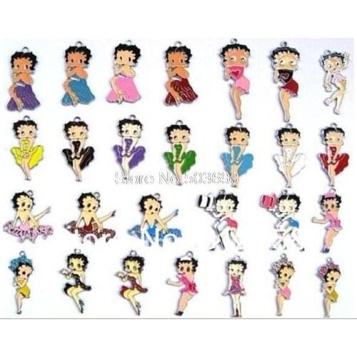 S987866! Wholesale 50Pcs/Lots DIY Alloy Enamel mixed many style and many color betty Charms Metal Charms bead