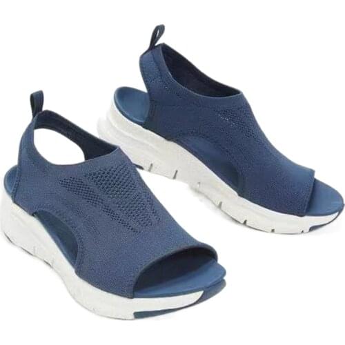 New Sandals Women Shoes 2021 Knitted Breathable Sports Sandals Ladies Casual Flip Flops Elastic Slope heel Shoes Woman