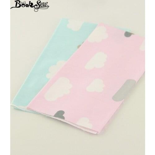 Booksew Fabric 100% Cotton Clouds Style 2 Pcs/lot 50cmx100cm Green and Pink DIY Quilting Patchwork Dress Clothing Crafts Tela