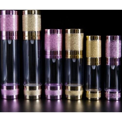 15ml 30ml 50ml Gold Pink Glitter Diamond Airless Vacuum Bottles Luxury Emulsion Lotion Fragrance Perfume Spray Bottle 10pcs/lot