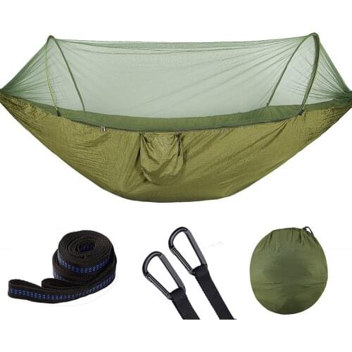 Green Camping Hammock With Mosquito Net Portable Outdoor Parachute Hammocks Swing Sleeping Hammock Camping Stuff