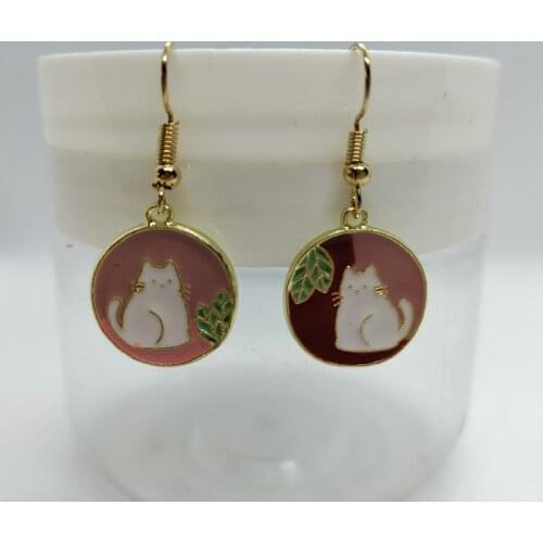 Yungqi Female Animal Cat Drop Earrings Animal Kitten Earrings For Women Pet Gold Earrings Jewelry brincos Accessories GIft