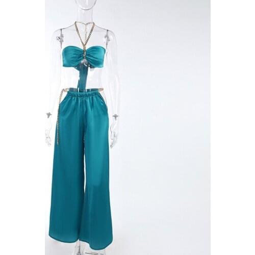 Womens summer solid-colored sling wrap chest sexy jumpsuit high-waisted Jumpsuits