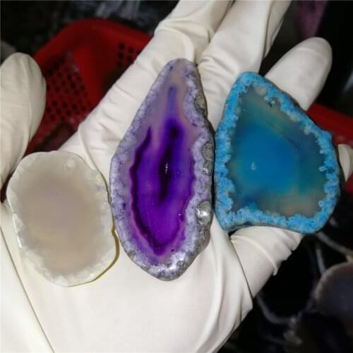 3 pcs natural gemstone agate slice high quality purple blue white quartz crystal slice for decoration wholesale price