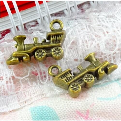 50 Pieces/Lot 12*18*6MM Antique Bronze Plated Zinc Alloy locomotive Charm Pendant Diy Necklace Bracelet Findings