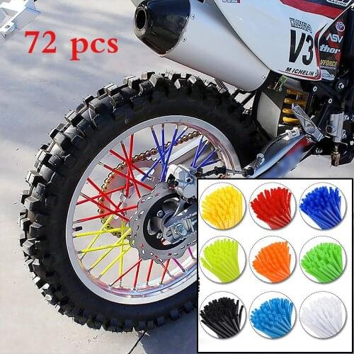 72 Pcs Bike Wheel Spoke Protector Wraps Rims Skins Trim Cover Pipe For Motocross Bicycle Dirt Pit Cool Accessories 9 Colors