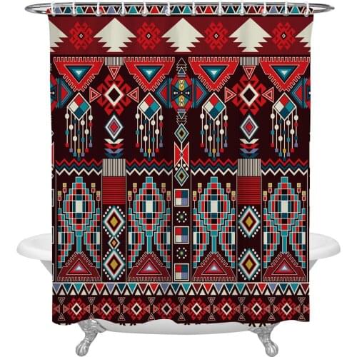 Abstract Islamic Pattern Decoration Shower Curtains Bathroom Curtain Waterproof Polyester Frabic Bathroom Curtain with Hooks