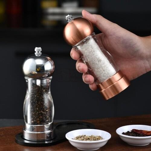 Acrylic cylindrical grinder transparent pepper grinder salt grinding ceramic core multi purpose seasoning bottle kitchen tool