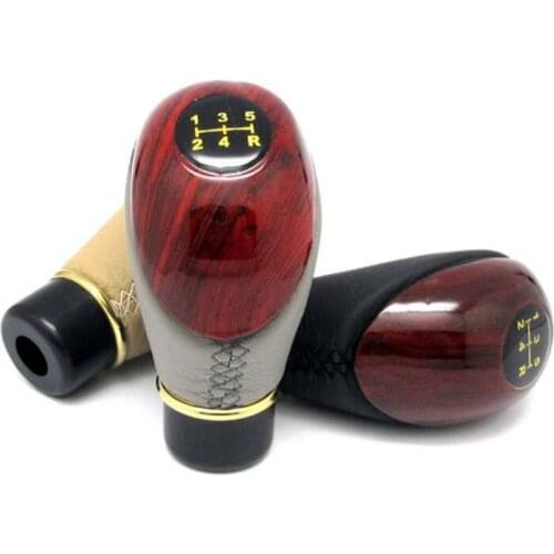 Car manual gear shift head universal gear head modified gear headmahogany leather wave stick head