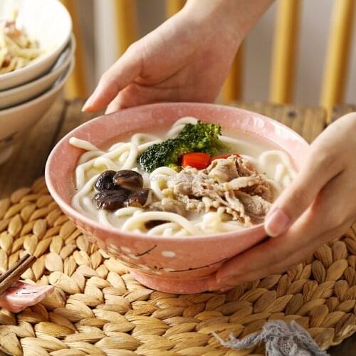 Japanese Style 7-inch Bucket Bowl Hotel Ramen Bowl Sushi Hotel Noodle Bowl Creative Large Snowflake Porcelain Salad Bowl
