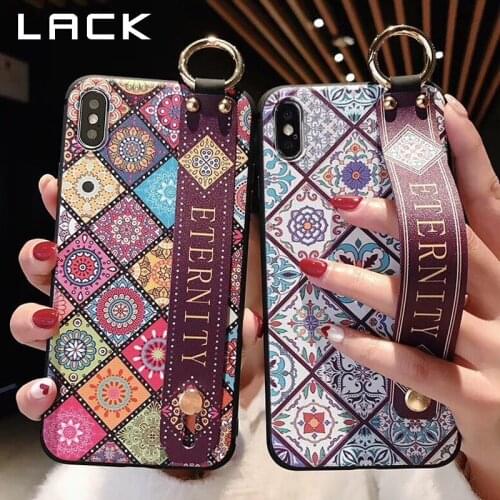 LACK Retro Geometric Art Phone Case For iphone 12 11Pro Max XS Max XR X 8 7Plus 12mini Fashion Wrist Strap Hand Band Stand Cover