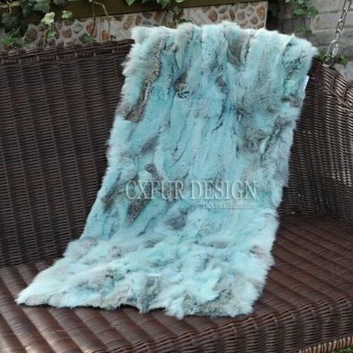 CX-D-18G Factory OEM Cheap Gorgeous Home Rugs Room Fashion Real Rabbit Fur Blanket Throw