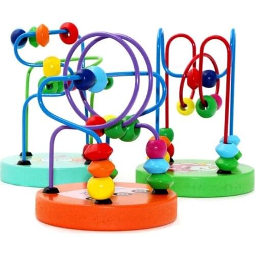 Baby Montessori Educational Math Toy Wooden mini Circles Bead Wire Maze Roller Coaster Abacus Puzzle toys For Kids Boy Girl Gift