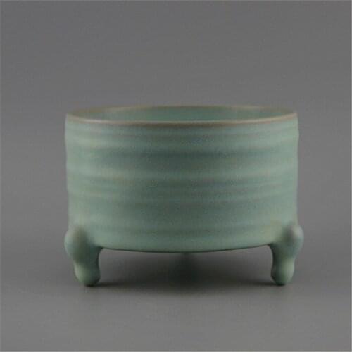 Rare SongDynasty porcelain censer,Ru kiln azure glaze ,Hand-painted crafts,Collection&Adornment,Free shipping