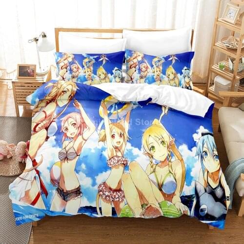 Anime Girls Bedding Set Sword Art Online 3d Bed Linen Quilt Duvet Cover Sets Home Textile Decor Twin Single Queen King Size Gift