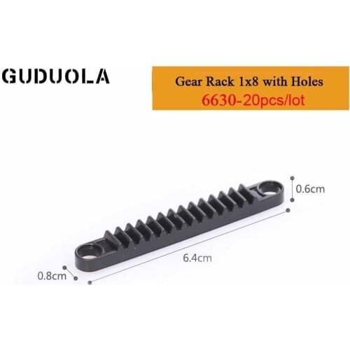 Technic Parts 6630 Technic Gear Rack 1x8 Building Block Set MOC Model Assembles Particles Educational Bricks Toys 20pcs/lot