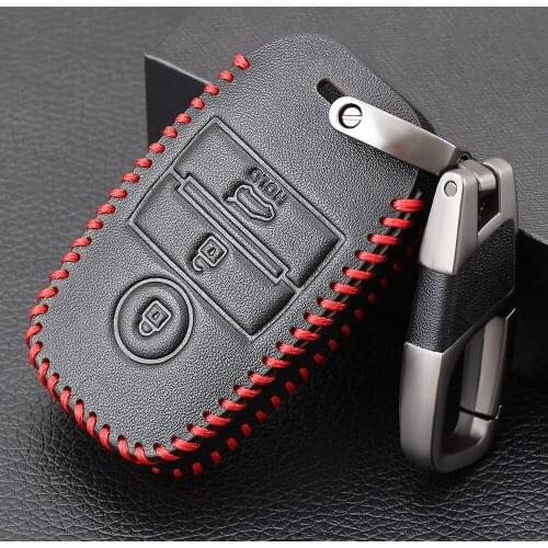 3 Button Leather Car Remote Key Case Cover Protector Holder For Kia KX3 KX5 K3S RIO Ceed Cerato Optima K5 Sportage Sorento