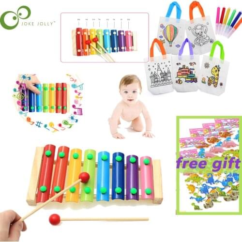 Colorful Childrens Musical Instruments Toy Wooden Frame Xylophone Baby Educational Diy bags Developmental Wooden Toys Gifts WXK