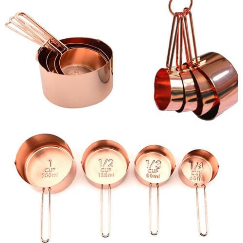Stainless Steel Kitchen Measuring Tools For Baking 4PCS/lot Luxury Gold Measuring Cups Set Coffee Tea Balance Cuisine Messbecher