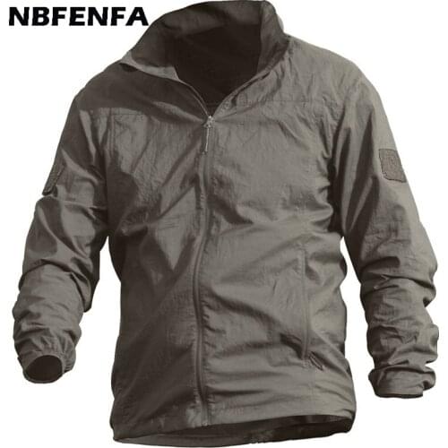 Men Summer Thin Quick Dry Lightweight Tacitcal Jackets Mens Sun Protection Hooded Outdoor Coat Zipper Sport Male Jackets LX099