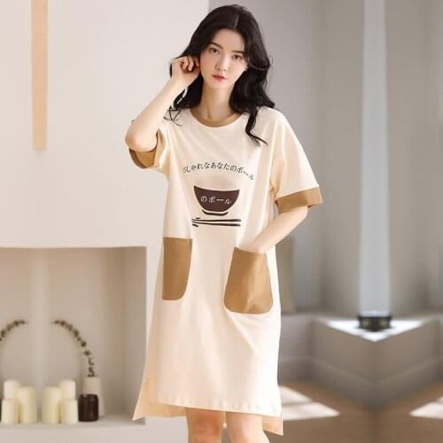 Summer Cotton Sleepwear Women Nightdress Womens Cartoon Ladies Nightgown Sexy Nightwear Plus Home Sleep Dress 2xl summer