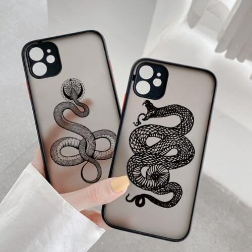 Snake Black Matte Phone Case For iPhone X XR XS Max 12 mini 11 pro max for iphone SE 2020 6S 7 8 Plus Shockproof Back Covers