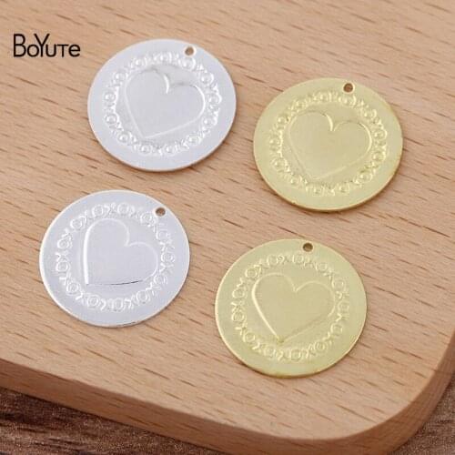 BoYuTe (100 Pieces/Lot) 15MM Metal Brass Round Pendant Charms Jewelry Accessories DIY Handmade Materials Wholesale