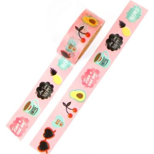 Cute Summer Fruit Washi Tape Foil Masking Tape Pineapple Strawberry Kawaii Paper Tape Scrapbook Paper Travel Planner Accessories