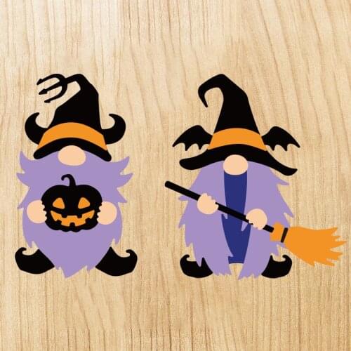 Miss Vintage 2pc Halloween Gnome Metal Cutting Dies Broom Pumpkin Crafts Scrapbooking Paper Crafts