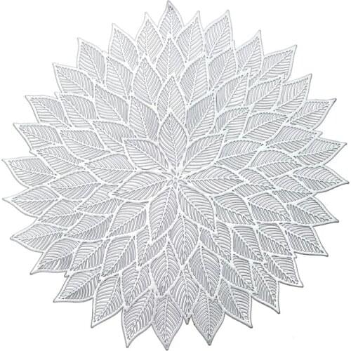 New Placemats Set of 6, Round Hollow Out Flowers Place Mats for Dining Table Pressed